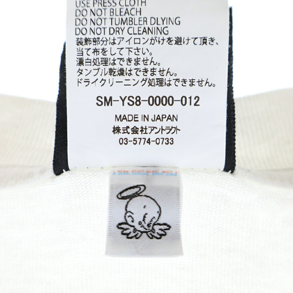 SAINT MICHAEL(セントマイケル) 24SS RIBON SAINT S/S TEE リボンセント フロントプリントTシャツ 半袖クルーネックカットソー ホワイト SM-YS8-0000-012