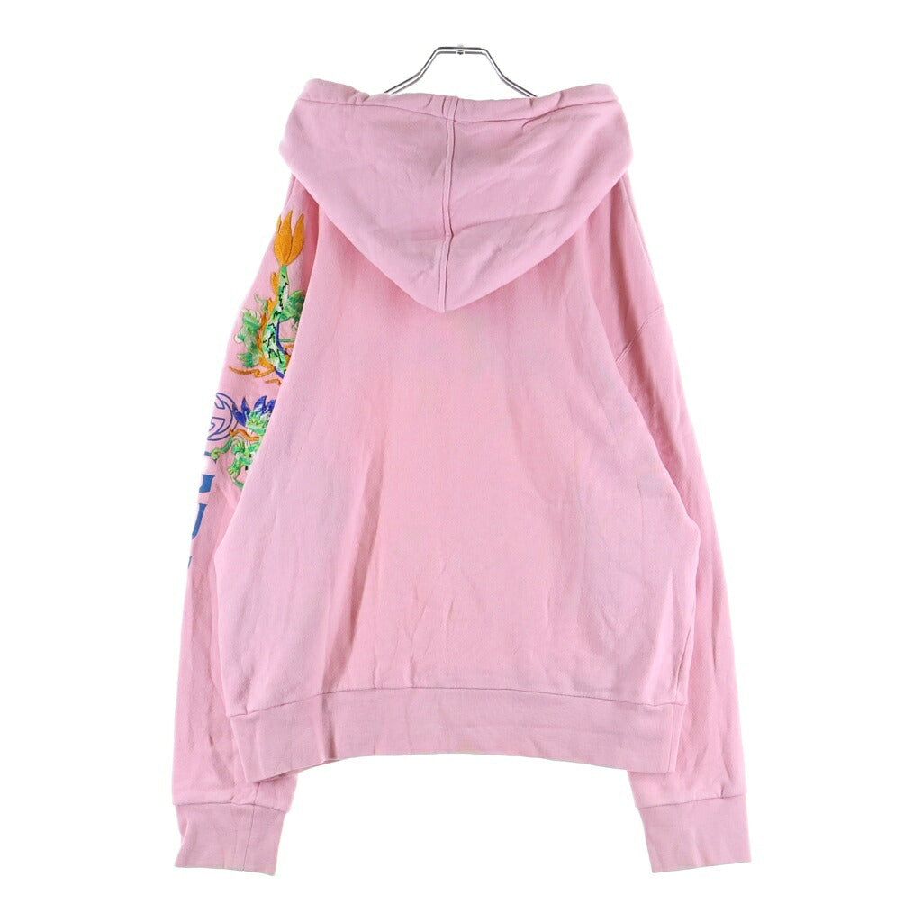 GUCCI(グッチ) 18AW DRAGON EMBROIDERY PULLOVER HOODIE ヴィンテージロゴ ドラゴン刺繍 プルオーバースウェットパーカー フーディー ピンク 475374 X9V46