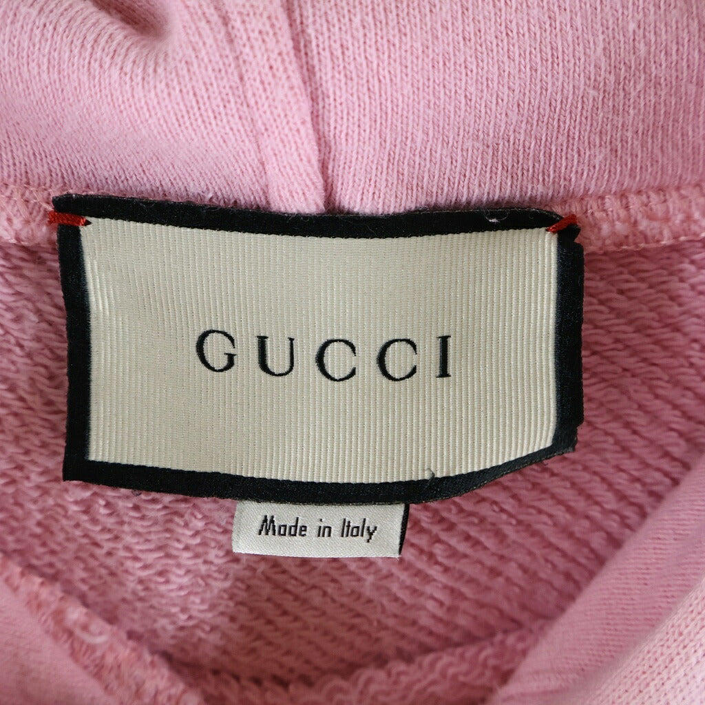 GUCCI(グッチ) 18AW DRAGON EMBROIDERY PULLOVER HOODIE ヴィンテージロゴ ドラゴン刺繍 プルオーバースウェットパーカー フーディー ピンク 475374 X9V46