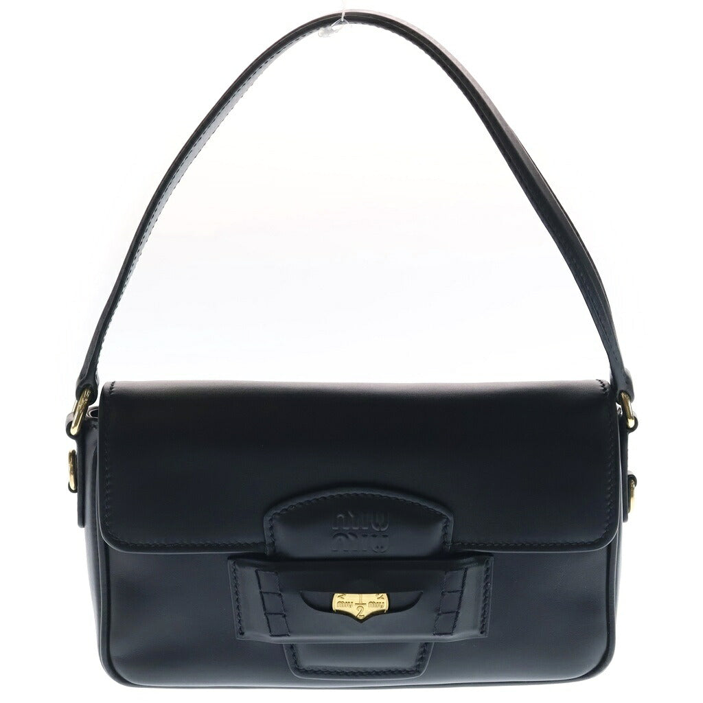 miumiu(ミュウミュウ) ACRM FINE CALF ペニーレザー 2WAY ショルダー ハンドバッグ ブラック 5BD270