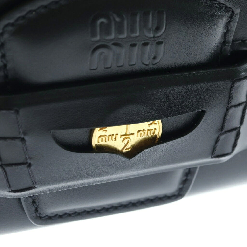 miumiu(ミュウミュウ) ACRM FINE CALF ペニーレザー 2WAY ショルダー ハンドバッグ ブラック 5BD270