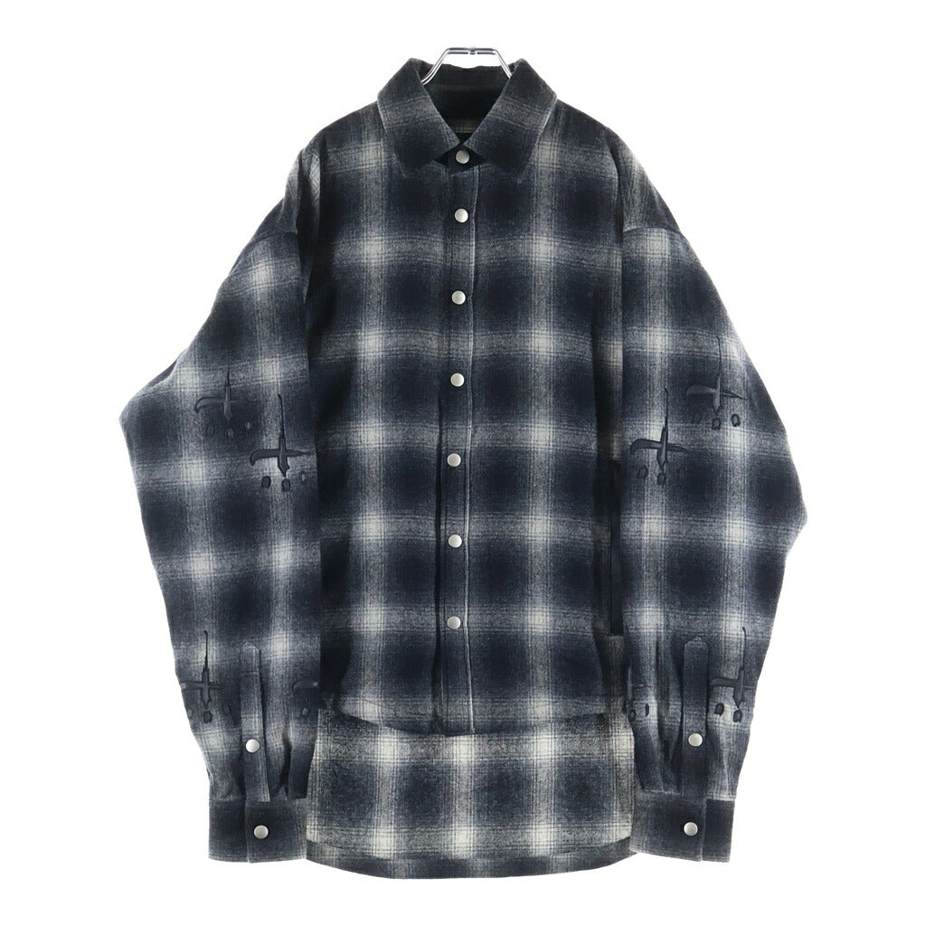 cvtvlist(カタリスト) GRUNGE SHIRT アームロゴ オンブレチェック長袖シャツ ブラック 2301110202
