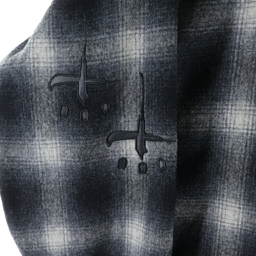 cvtvlist(カタリスト) GRUNGE SHIRT アームロゴ オンブレチェック長袖シャツ ブラック 2301110202