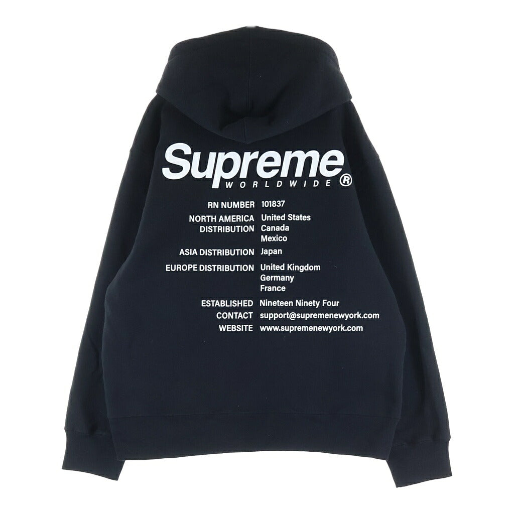 SUPREME(シュプリーム) 23SS Worldwide Hooded Sweatshirt ワールドワイド プルオーバースウェットパーカー フーディー ブラック
