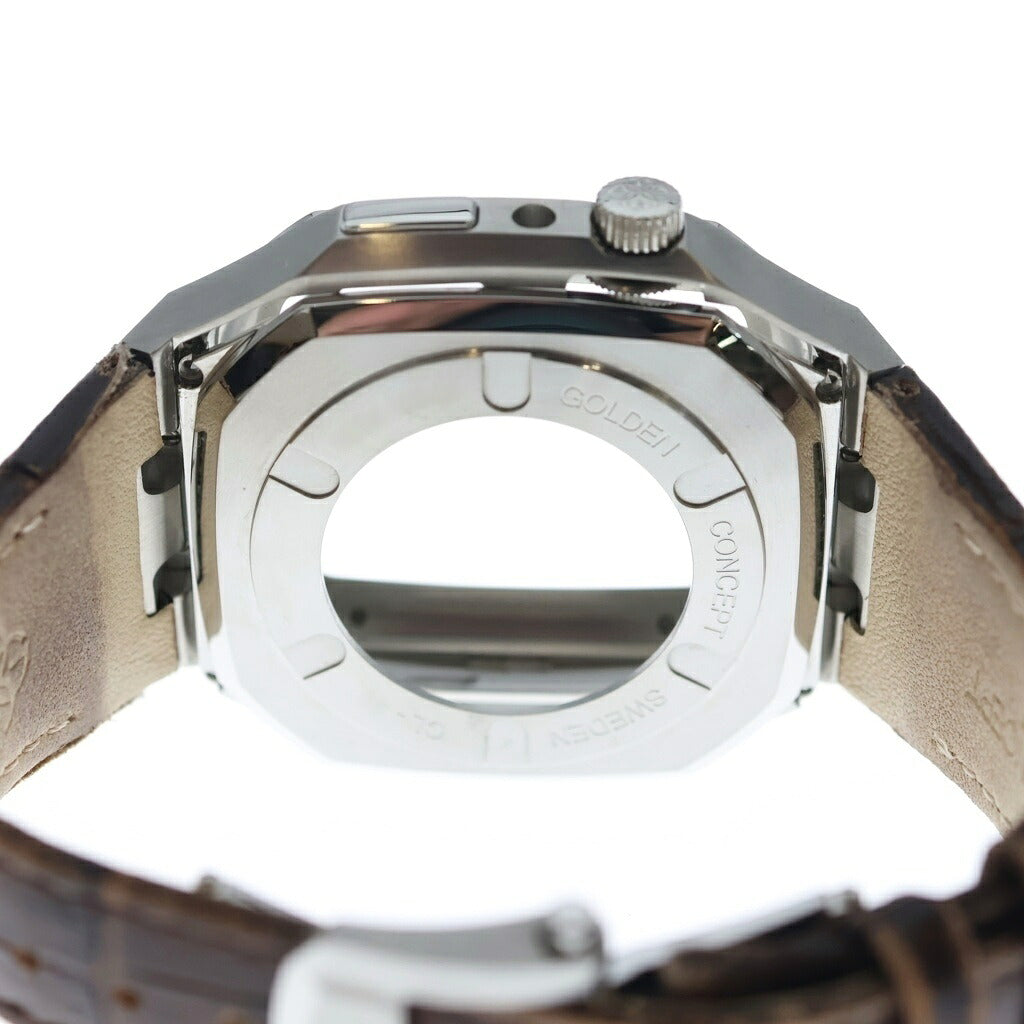 GOLDEN CONCEPT(ゴールデンコンセプト) CL-44 APPLE WATCH CASE レザー ステンレススチール アップルウォッチケース バンド シルバー/ブラウン