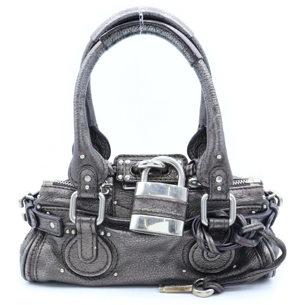 Chloe(クロエ) Paddington パディントン カウレザー ハンドバッグ シルバー 6ASA10-6A403