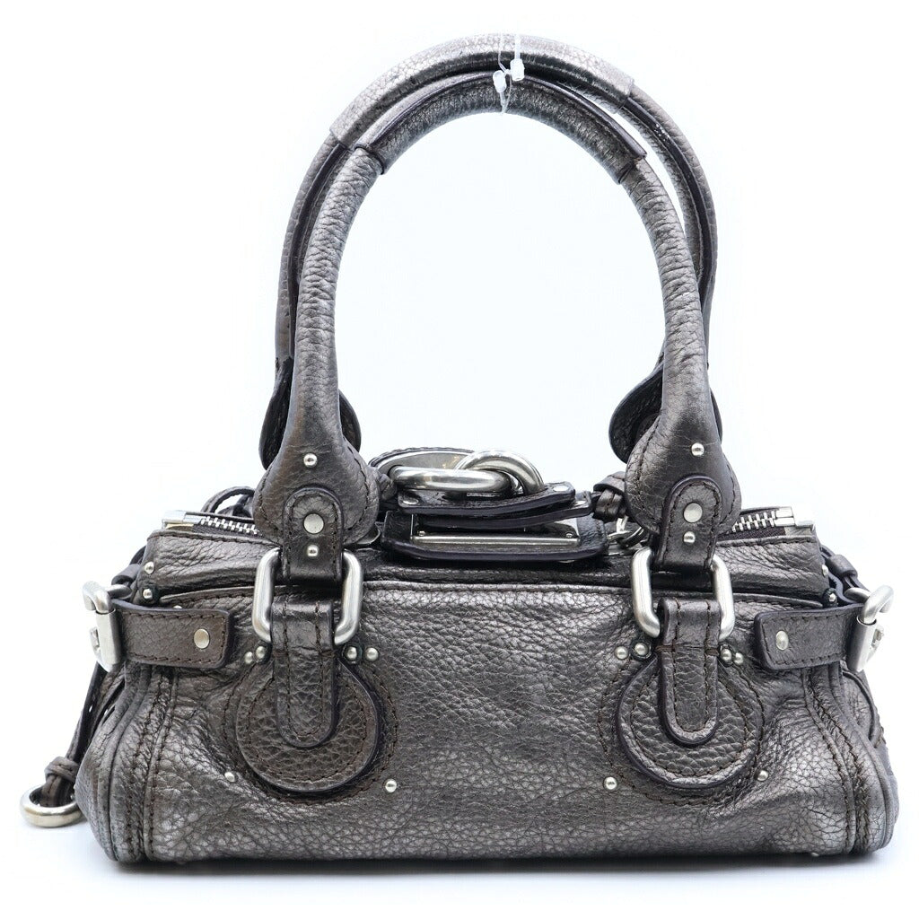 Chloe(クロエ) Paddington パディントン カウレザー ハンドバッグ シルバー 6ASA10-6A403