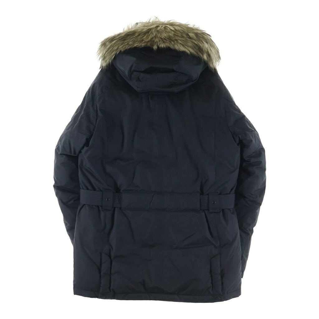 RLX RALPHLAUREN(アール エル エックス ラルフ ローレン) ファー付 ベルテッド ジップアップダウンコート ブラック