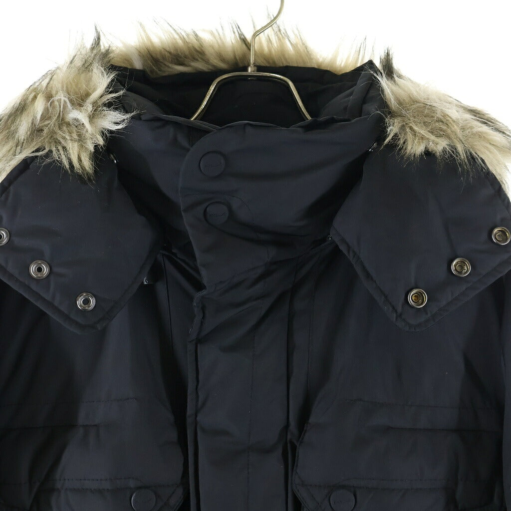 RLX RALPHLAUREN(アール エル エックス ラルフ ローレン) ファー付 ベルテッド ジップアップダウンコート ブラック
