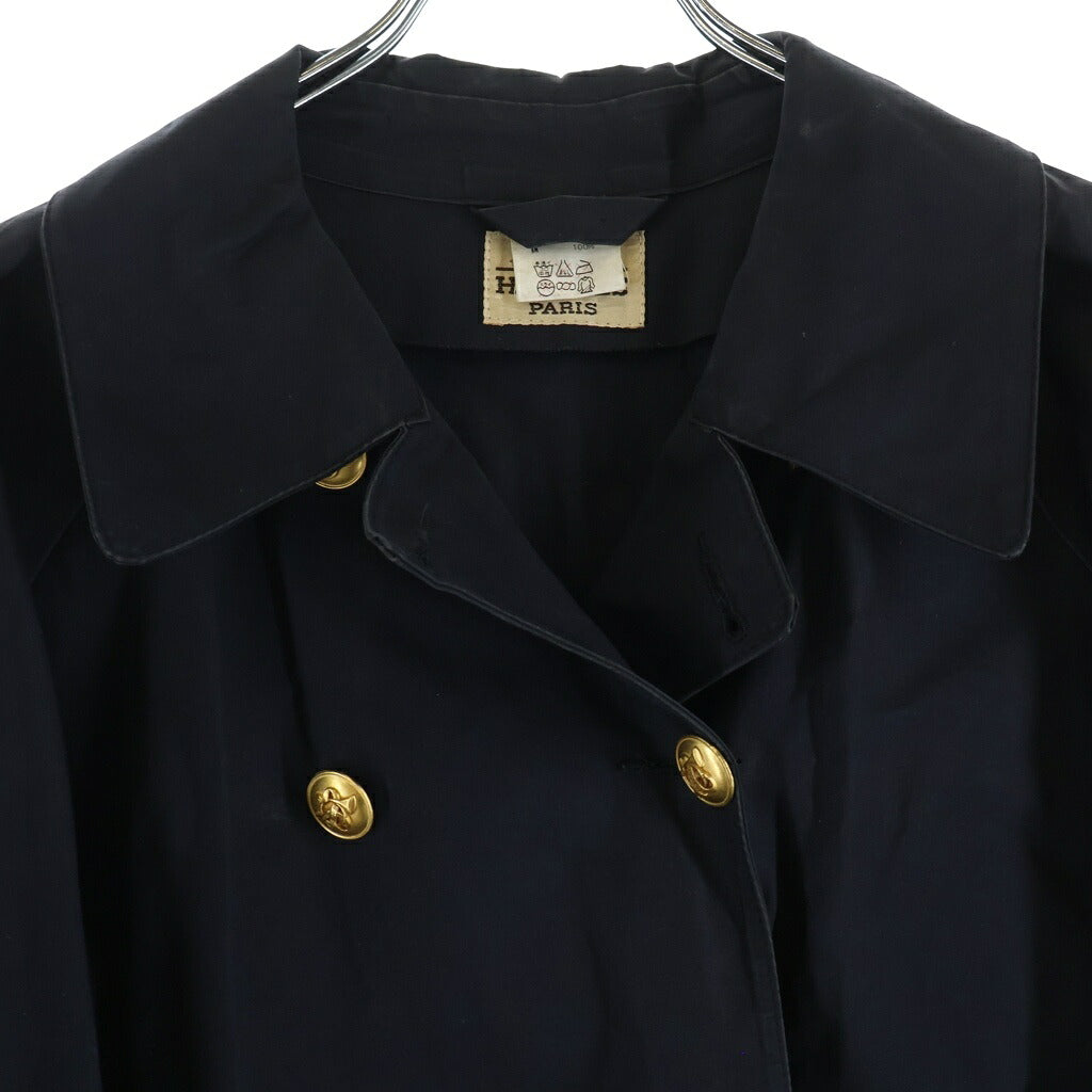 HERMES(エルメス) 80S VINTAGE ヴィンテージ マッキントッシュ製 コットン 金ボタン ダブルブレストジャケット ネイビー