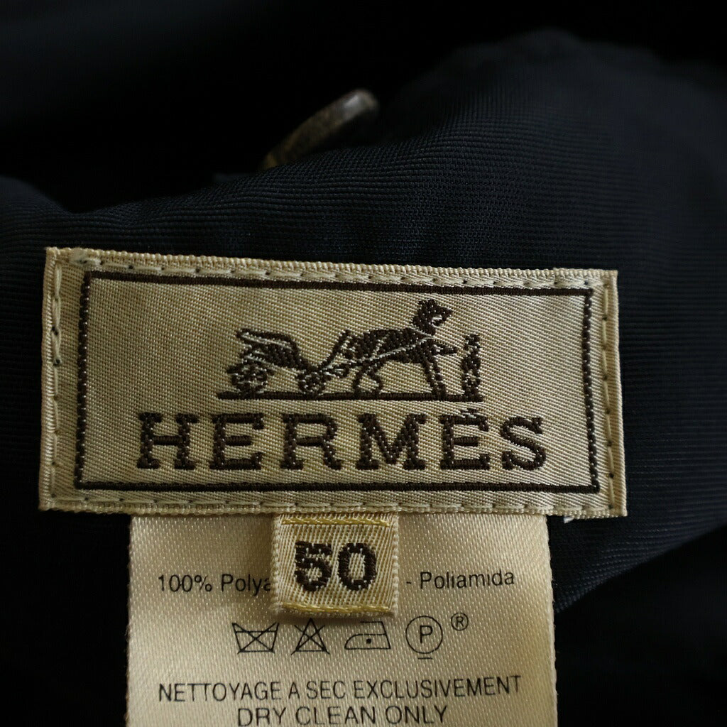 HERMES(エルメス) 80S VINTAGE ヴィンテージ フランス製 ナイロン ステンカラーコート ネイビー