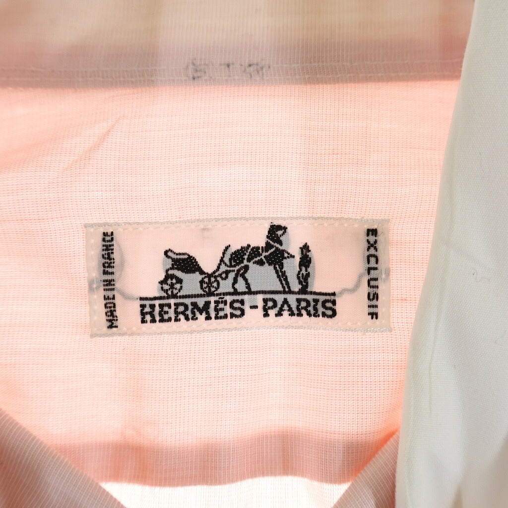 HERMES(エルメス) 80S VINTAGE ヴィンテージ 長袖クレリックシャツ ピンク