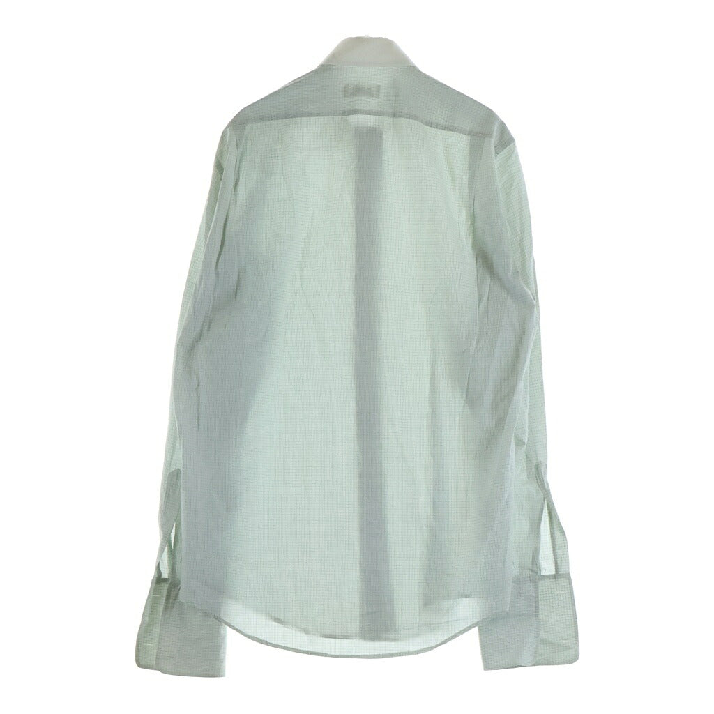 HERMES(エルメス) 80S VINTAGE ヴィンテージ チェック 長袖クレリックシャツ ライトグリーン
