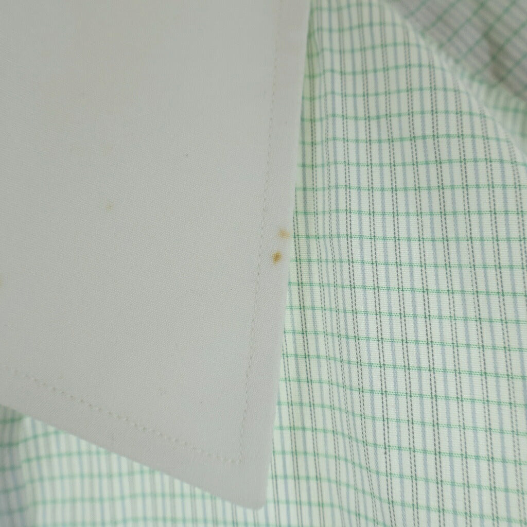 HERMES(エルメス) 80S VINTAGE ヴィンテージ チェック 長袖クレリックシャツ ライトグリーン