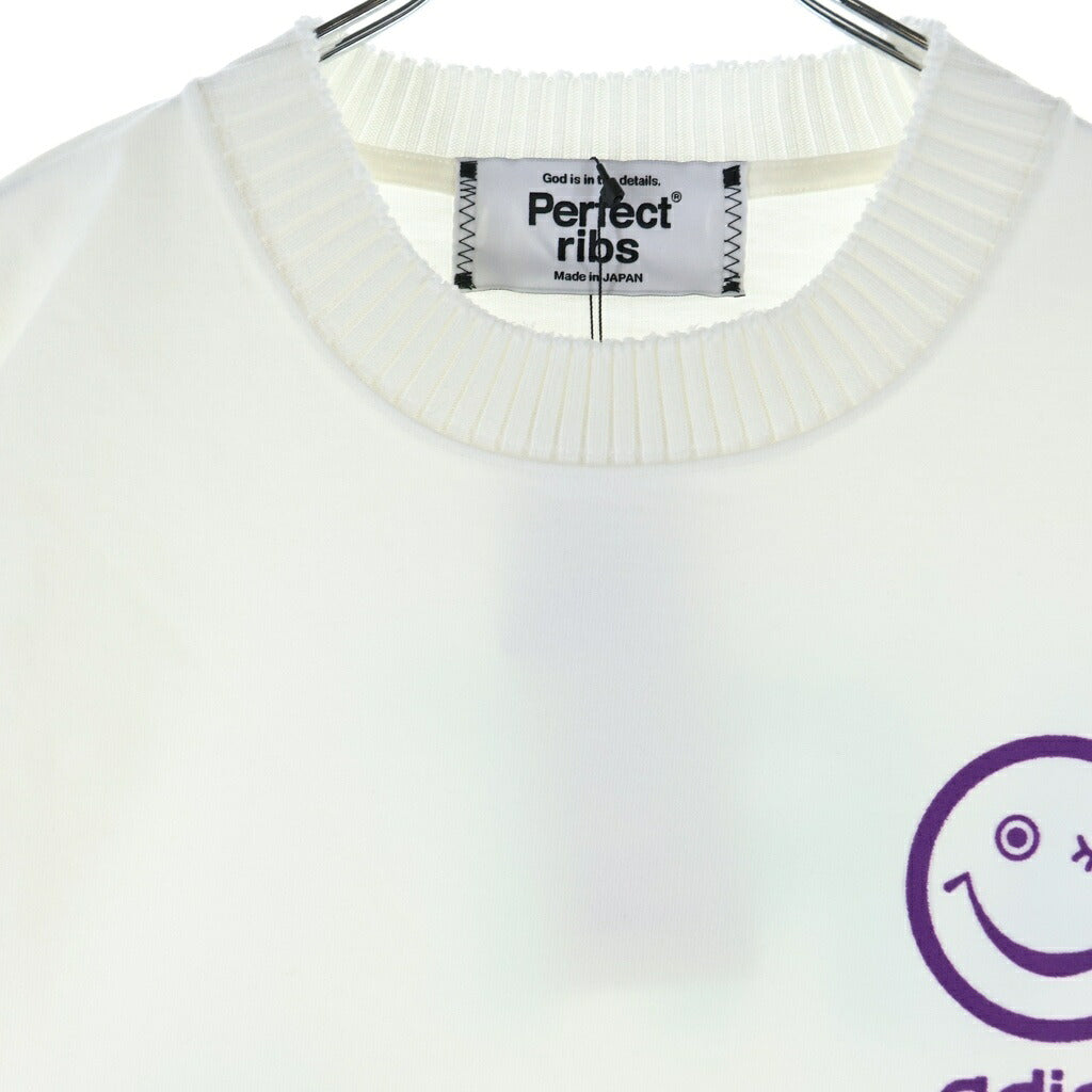 Perfect Ribs(パーフェクトリブス) ×A MOVEMENT ART LOVE MUSIC BASIC S/S T-SHIRT ア ラブモーメント フロッキープリントTシャツ 半袖クルーネックカットソー ホワイト PR634010A1