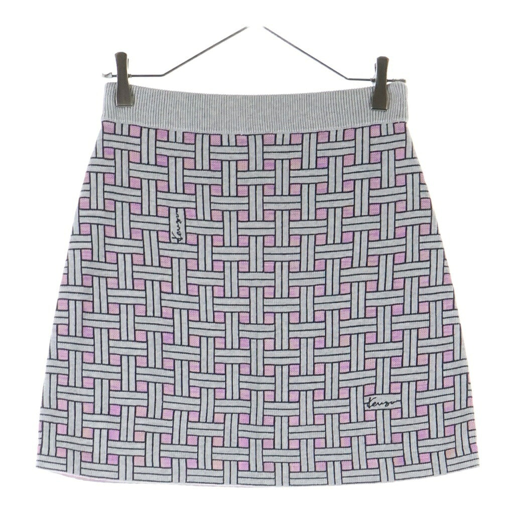 KENZO(ケンゾー) Weave 幾何学模様 ニットミニスカート グレー/ピンク レディース FF62JU6013CQ