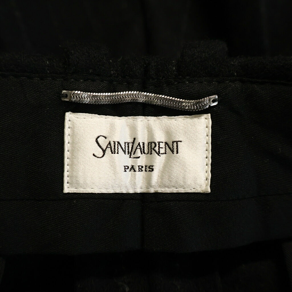 SAINT LAURENT PARIS(サンローランパリ) ピンストライプ ハイウエスト ストレート ウール スラックスパンツ ブラック 844153 Y1M10