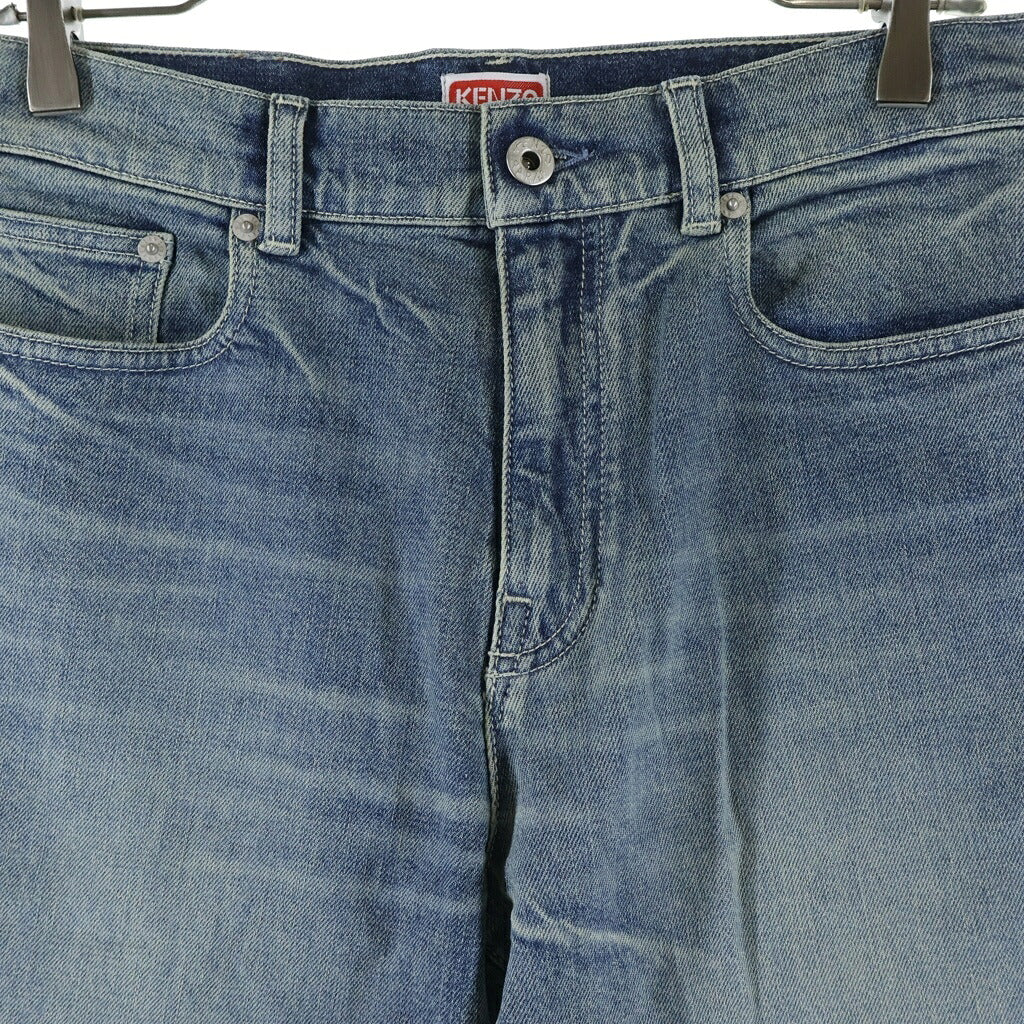 KENZO(ケンゾー) Logo-Patch High Waisted Jean ロゴパッチ ハイウエスト ジップフライ デニムパンツ インディゴ レディース FE62DP2296S7