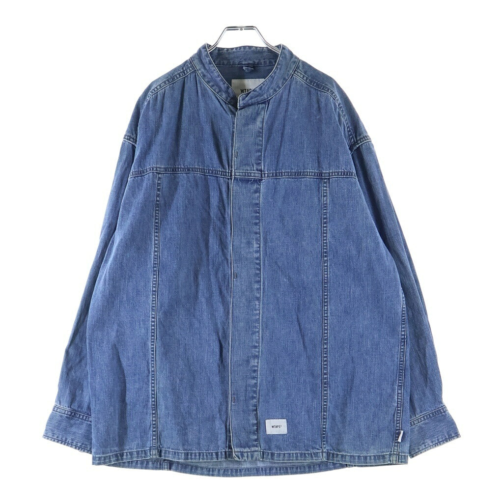WTAPS(ダブルタップス) 19AW THOMPSON LS / SHIRT. COTTON. DENIM コットンデニム ノーカラー長袖シャツ インディゴ 192GWDT-SHM01