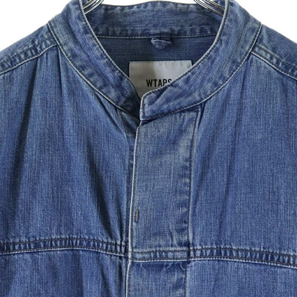 WTAPS(ダブルタップス) 19AW THOMPSON LS / SHIRT. COTTON. DENIM コットンデニム ノーカラー長袖シャツ インディゴ 192GWDT-SHM01
