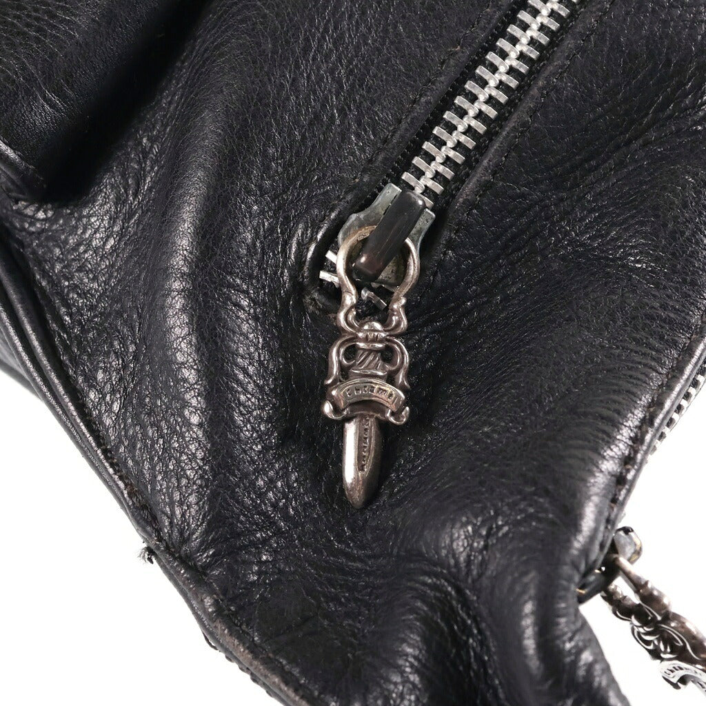 CHROME HEARTS(クロムハーツ) F-SLINGER/Fスリンガー フラップボタン レザーショルダーバッグ ブラック