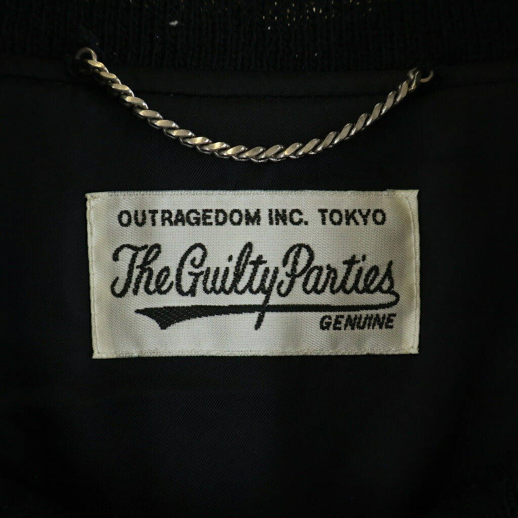 WACKO MARIA(ワコマリア) 23SS LEATHER VARSITY JACKET ロゴエンブロイダリー レザー切り替え バーシティジャケット ブラック/ホワイト 23SS-WMO-BL07