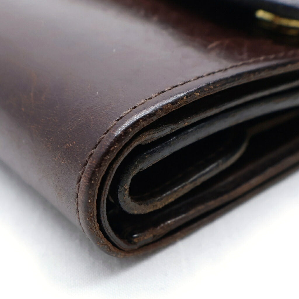 WILDSWANS(ワイルドスワンズ) ロゴ刻印 レザー コンパクトウォレット 折り畳み財布 ブラウン