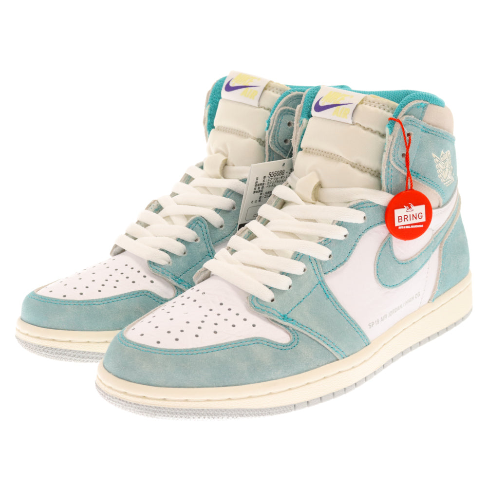 NIKE(ナイキ) AIR JORDAN 1 RETRO HIGH OG TURBO GREEN エアジョーダン1 レトロハイオージーターボグリーン ハイカットスニーカー ライトブルー/ホワイト US8 555088-311