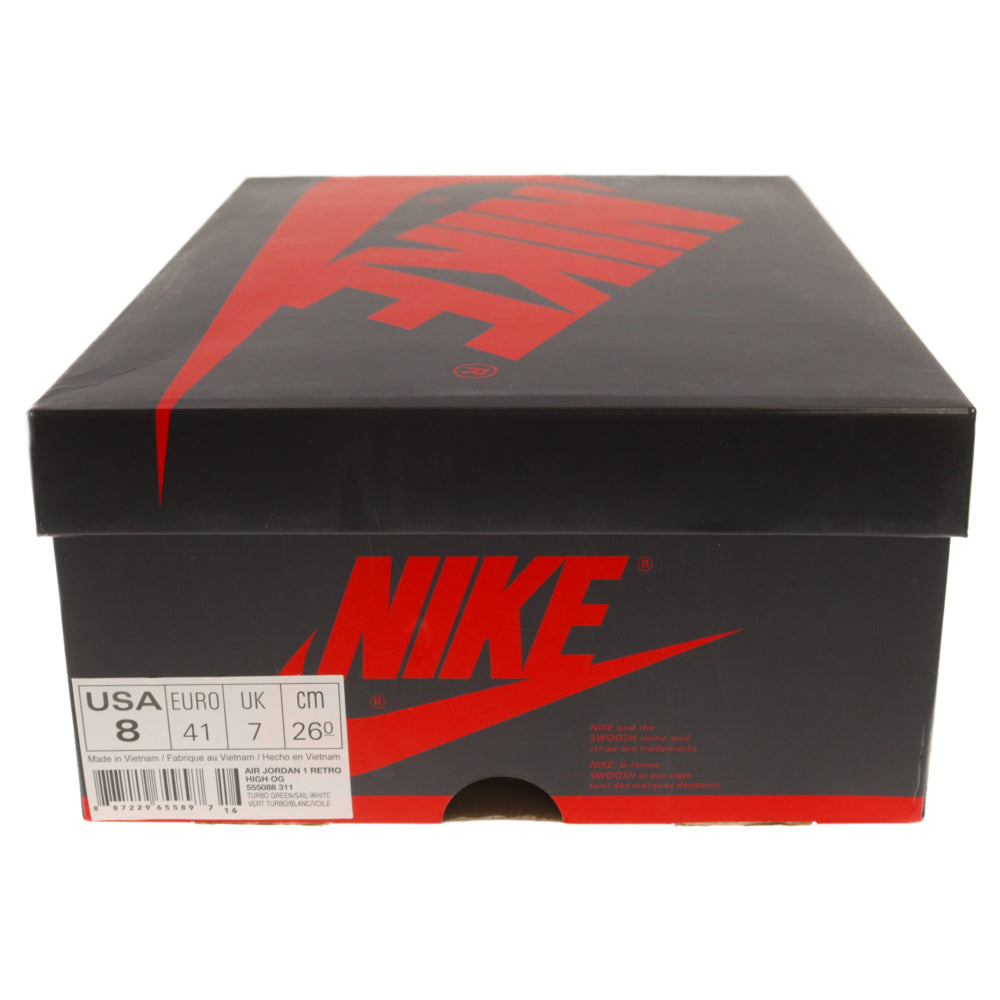 NIKE(ナイキ) AIR JORDAN 1 RETRO HIGH OG TURBO GREEN エアジョーダン1 レトロハイオージーターボグリーン ハイカットスニーカー ライトブルー/ホワイト US8 555088-311