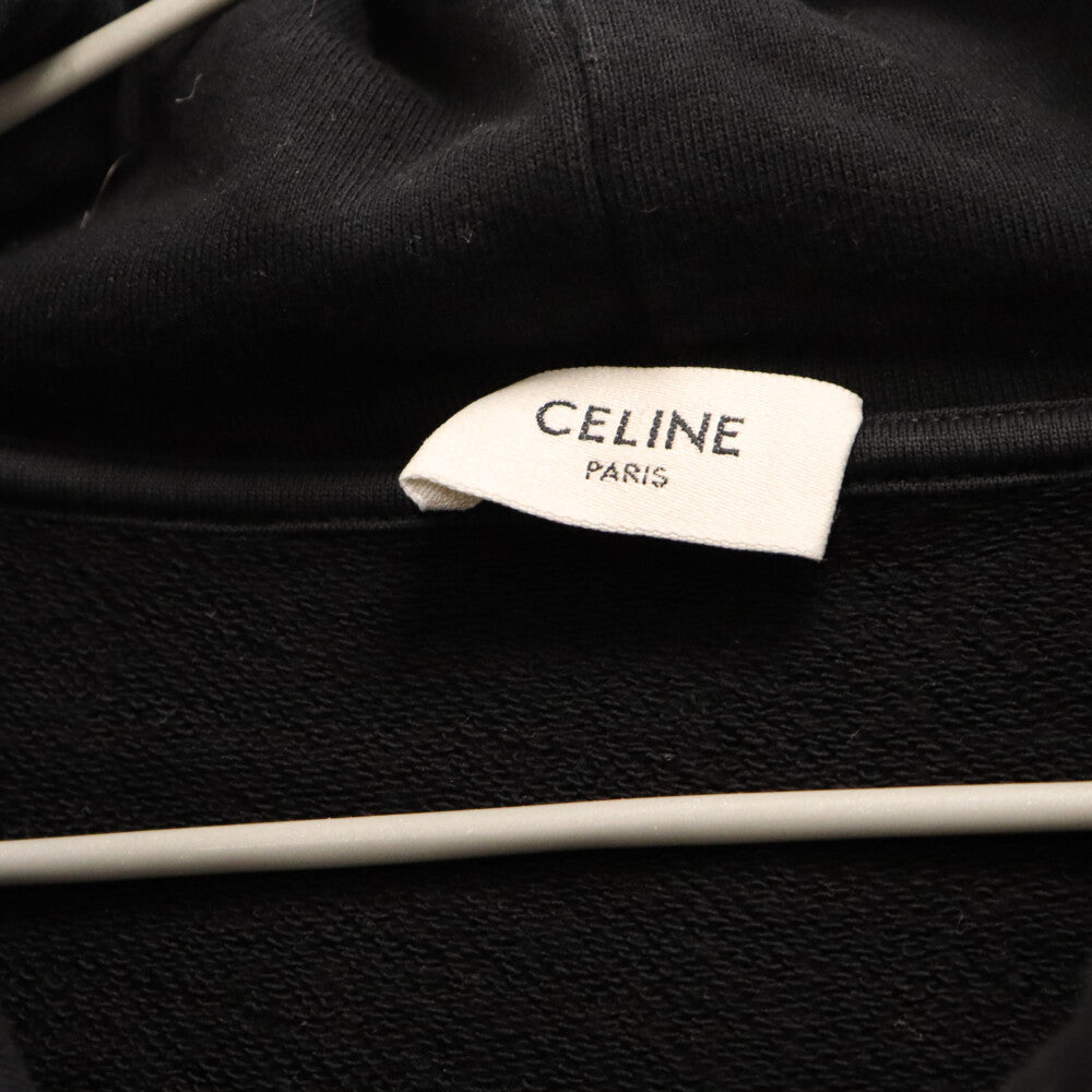 CELINE(セリーヌ) 23AW メッセージプリント スウェット フーディ パーカー ブラック 2Y99D670Q