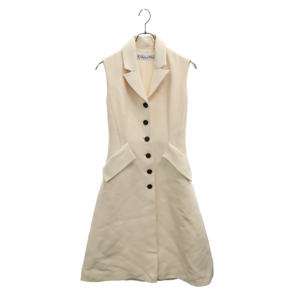 Christian Dior(クリスチャンディオール) Wool Sleeveless Long Coat ウールノースリーブ スリーブレス ワンピース ロングコート アイボリー 911G02A1162