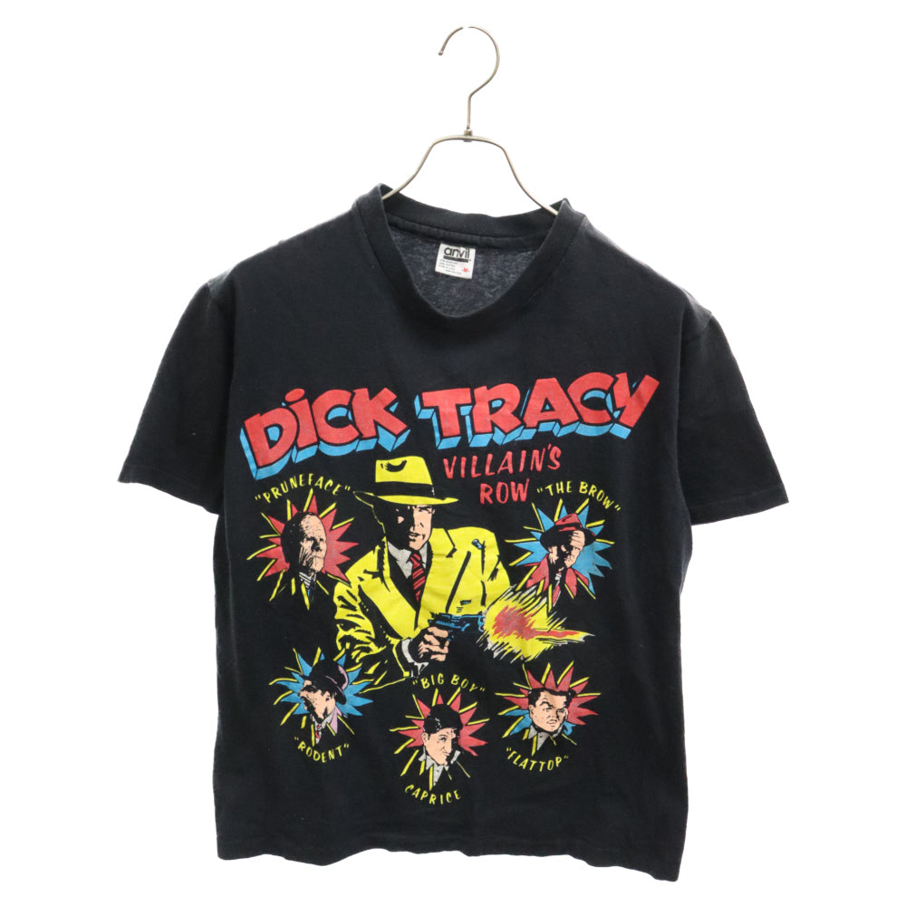 VINTAGE(ヴィンテージ) 80s DICK TRACY ディック トレイシー USA製 anvil アンヴィルタグプリント 半袖 Tシャツ ブラック