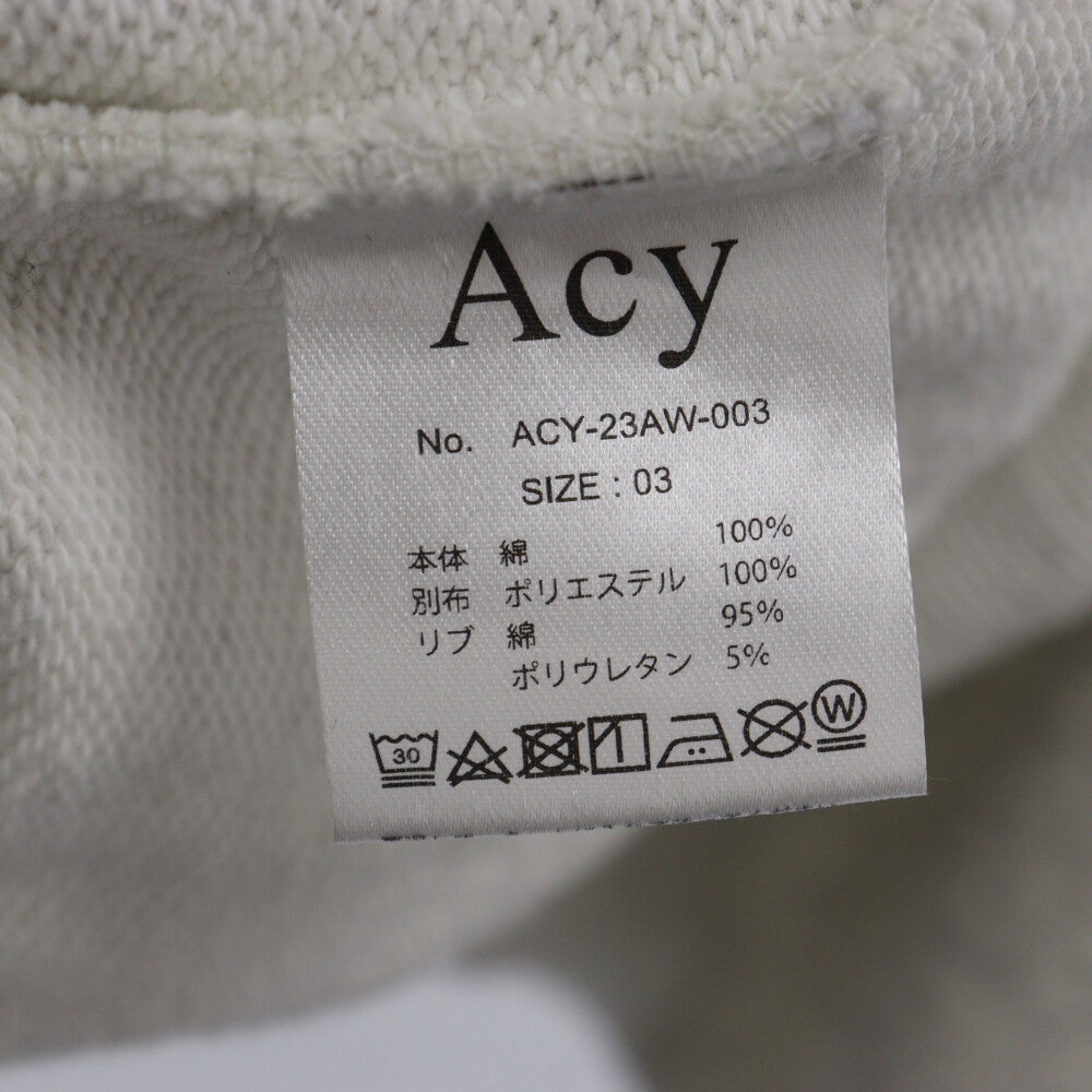 Acy(エイシー) Hi Neck Pullover ハイネック プルオーバー スウェットトレーナー ホワイト ACY-23AW-003