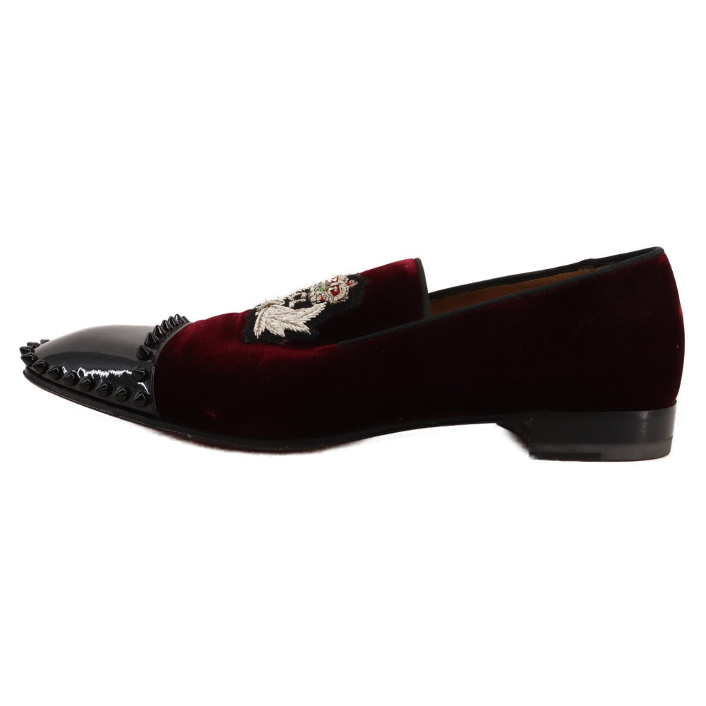 CHRISTIAN LOUBOUTIN(クリスチャンルブタン) CAPTAIN LOUBI FLAT キャプテン ルビ フラット スパイク スタッズ トゥ スリッポン シューズ ボルドー