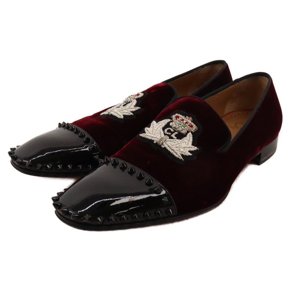 CHRISTIAN LOUBOUTIN(クリスチャンルブタン) CAPTAIN LOUBI FLAT キャプテン ルビ フラット スパイク スタッズ トゥ スリッポン シューズ ボルドー
