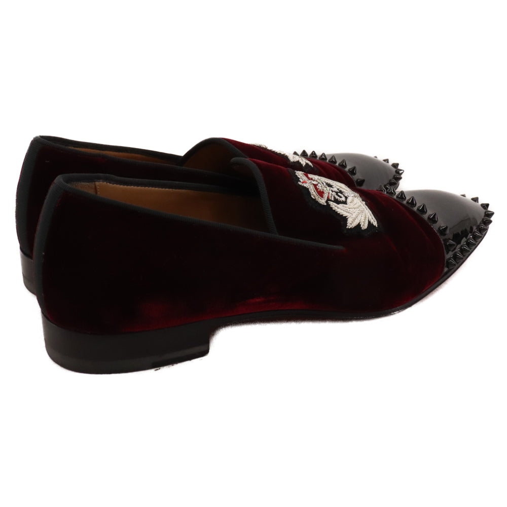 CHRISTIAN LOUBOUTIN(クリスチャンルブタン) CAPTAIN LOUBI FLAT キャプテン ルビ フラット スパイク スタッズ トゥ スリッポン シューズ ボルドー
