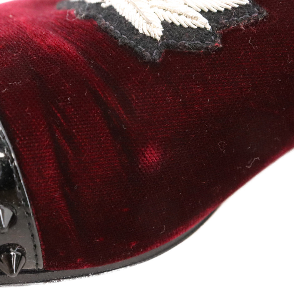 CHRISTIAN LOUBOUTIN(クリスチャンルブタン) CAPTAIN LOUBI FLAT キャプテン ルビ フラット スパイク スタッズ トゥ スリッポン シューズ ボルドー