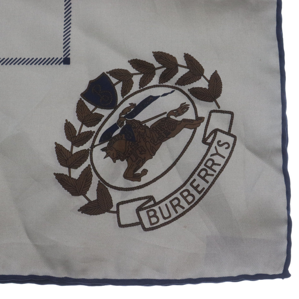BURBERRYS(バーバリーズ) 総柄 チェック シルク 大判 スカーフ グレー