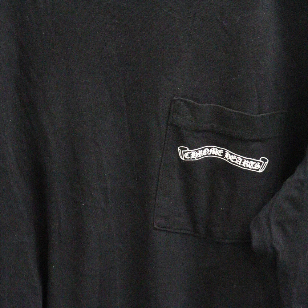 CHROME HEARTS(クロムハーツ) Fuck You L/S Pocket Tee ファックユーバックアーチロゴ ポケット付き クルーネック 長袖Tシャツ カットソー ブラック