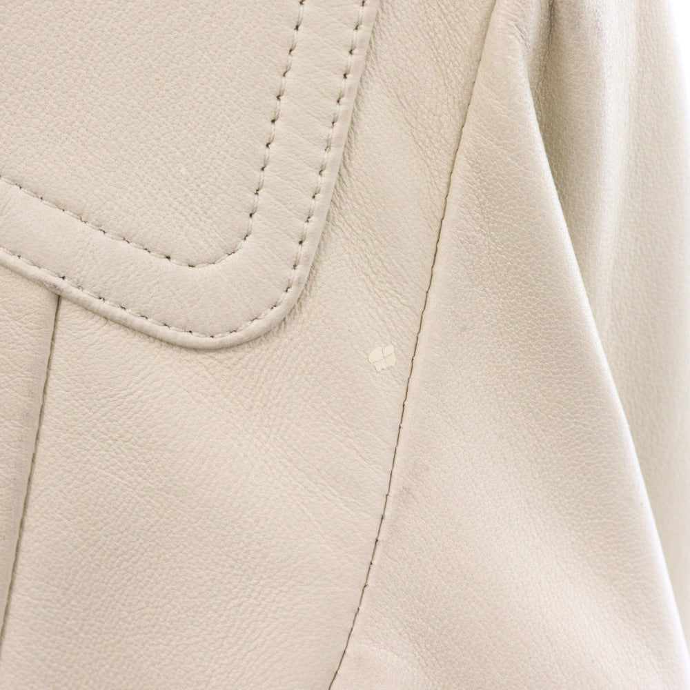 HERMES(エルメス) ジップアップ ラムスキン レザー ジャケット ベージュ レディース