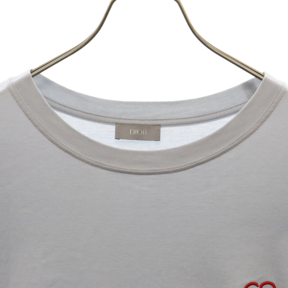 DIOR(ディオール) 24SS ハートロゴ刺繍 半袖Tシャツ カットソー ブルー 493J696E0677