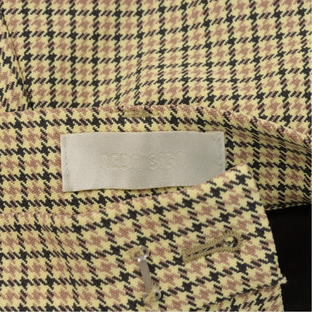 NEON SIGN(ネオンサイン) 18AW 千鳥柄 ハウンドトゥーチェック ストレートスラックスパンツ ベージュ/ブラウン レディース