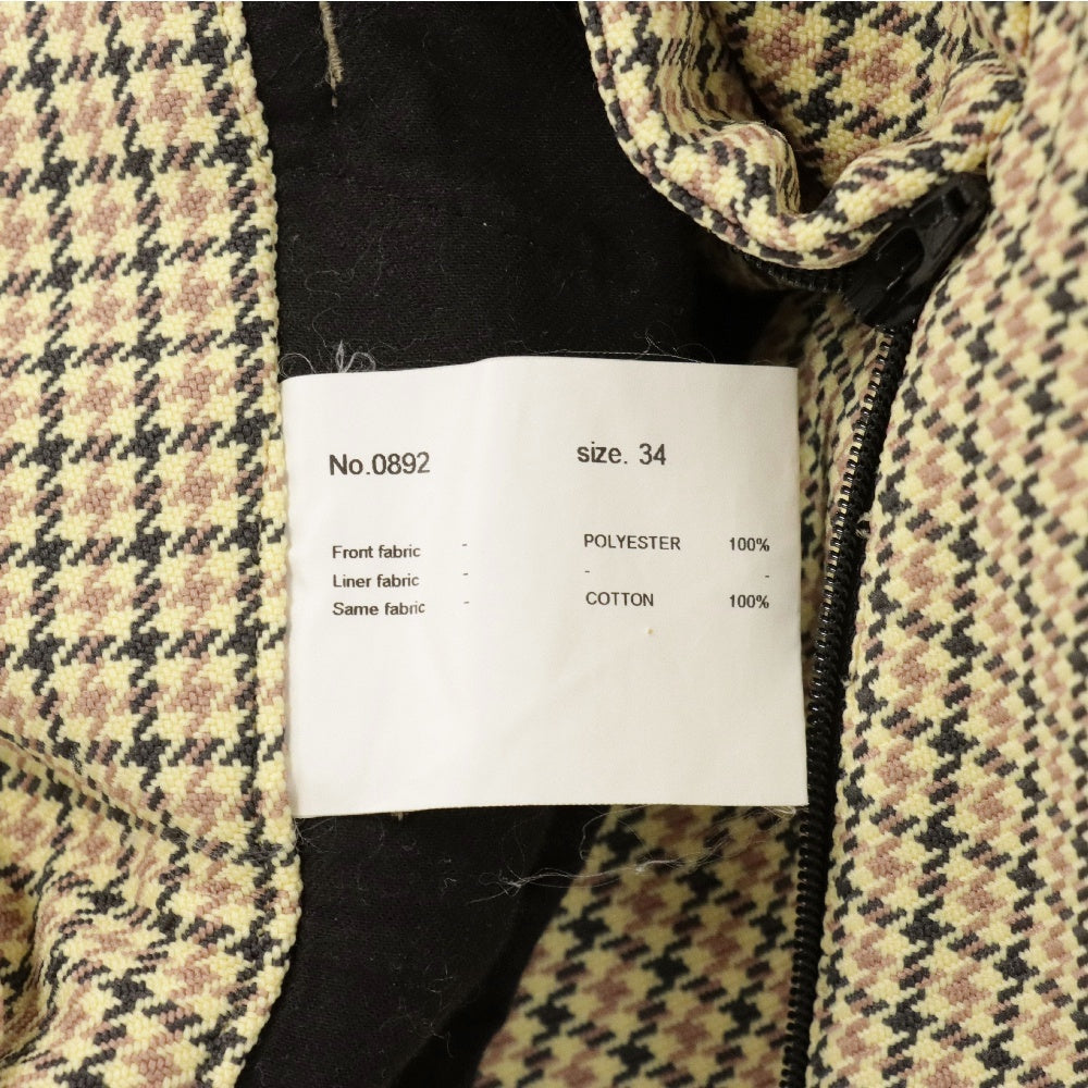 NEON SIGN(ネオンサイン) 18AW 千鳥柄 ハウンドトゥーチェック ストレートスラックスパンツ ベージュ/ブラウン レディース