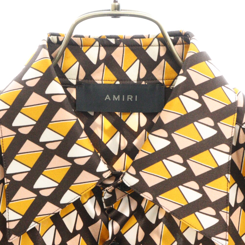 AMIRI(アミリ) ダイヤモンド総柄 長袖シャツ オレンジ/ブラウン