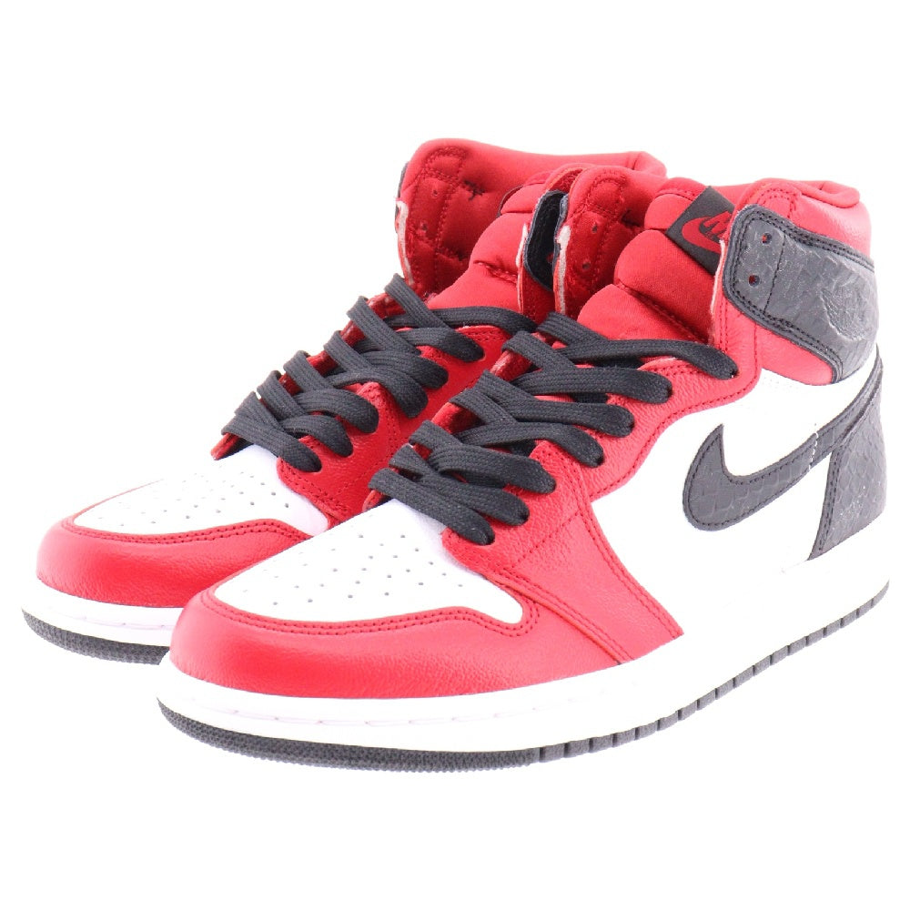 NIKE(ナイキ) ウィメンズ エアジョーダン1 ハイ オージー サテンレッド ハイカットスニーカー ホワイト/レッド/ブラック US8/25cm CD0461-601