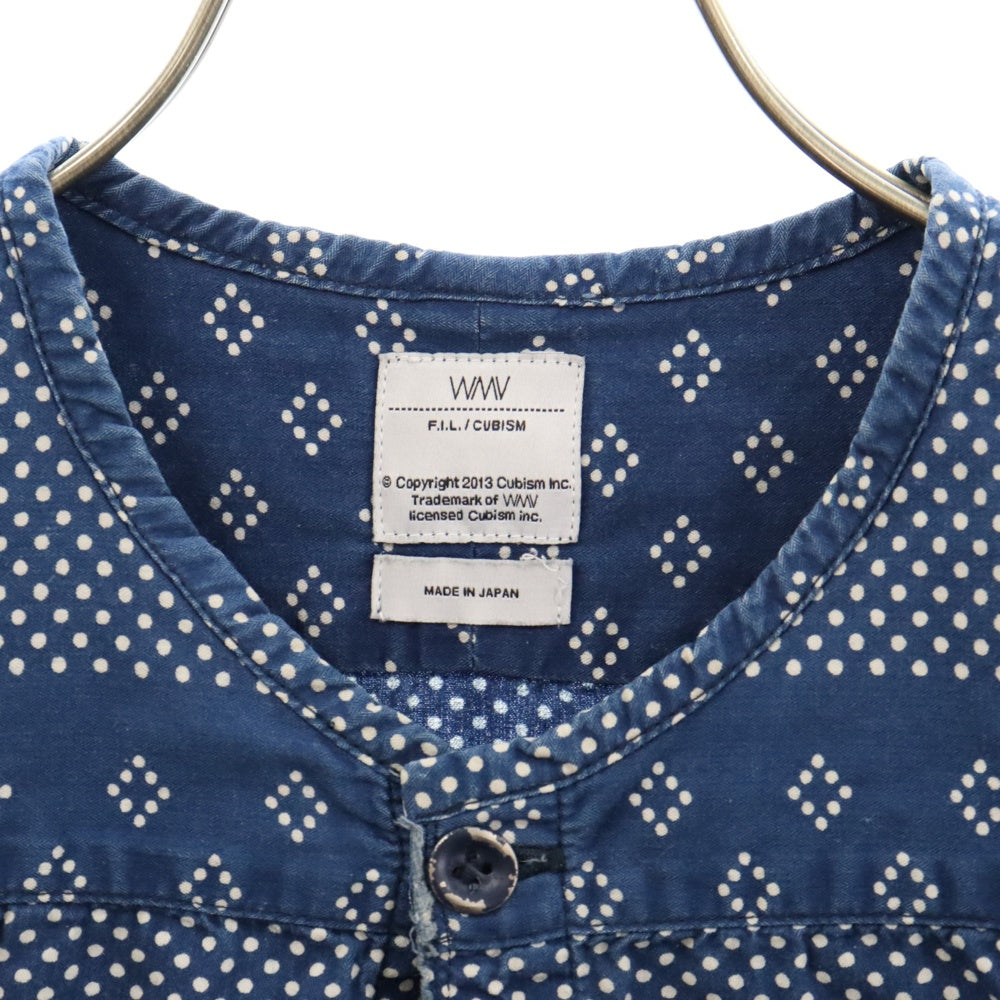 VISVIM WMV(ビズビム ダブリューエムブイ) 14SS KERCHIEF DOTS TUNIC W バンダナドット柄 プルオーバーチュニック長袖シャツ ブルー 0314105011003 レディース