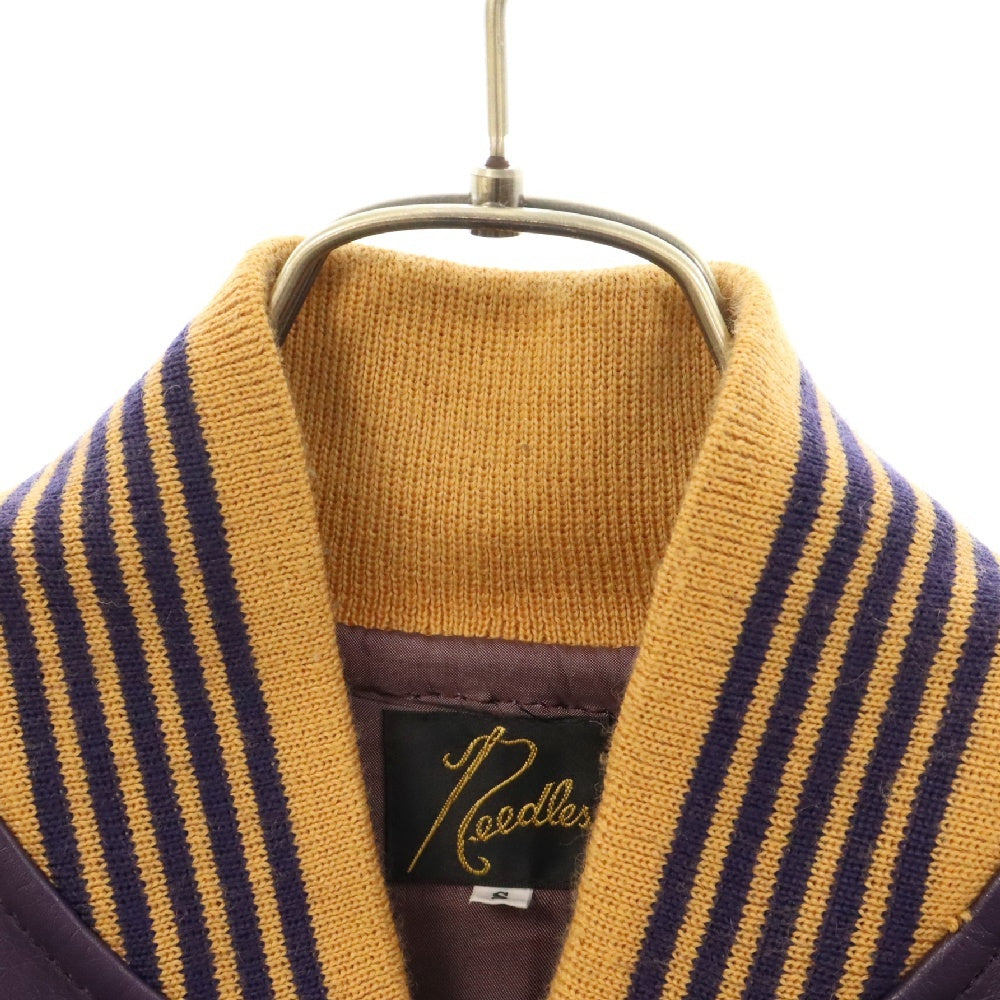 Needles(ニードルス) 22AW Award Jacket Cowhide Leather アワード カウハイド レザー ジャケット パープル/イエロー LQ094