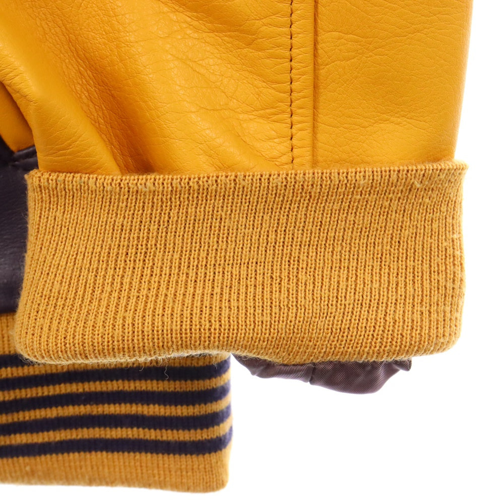 Needles(ニードルス) 22AW Award Jacket Cowhide Leather アワード カウハイド レザー ジャケット パープル/イエロー LQ094