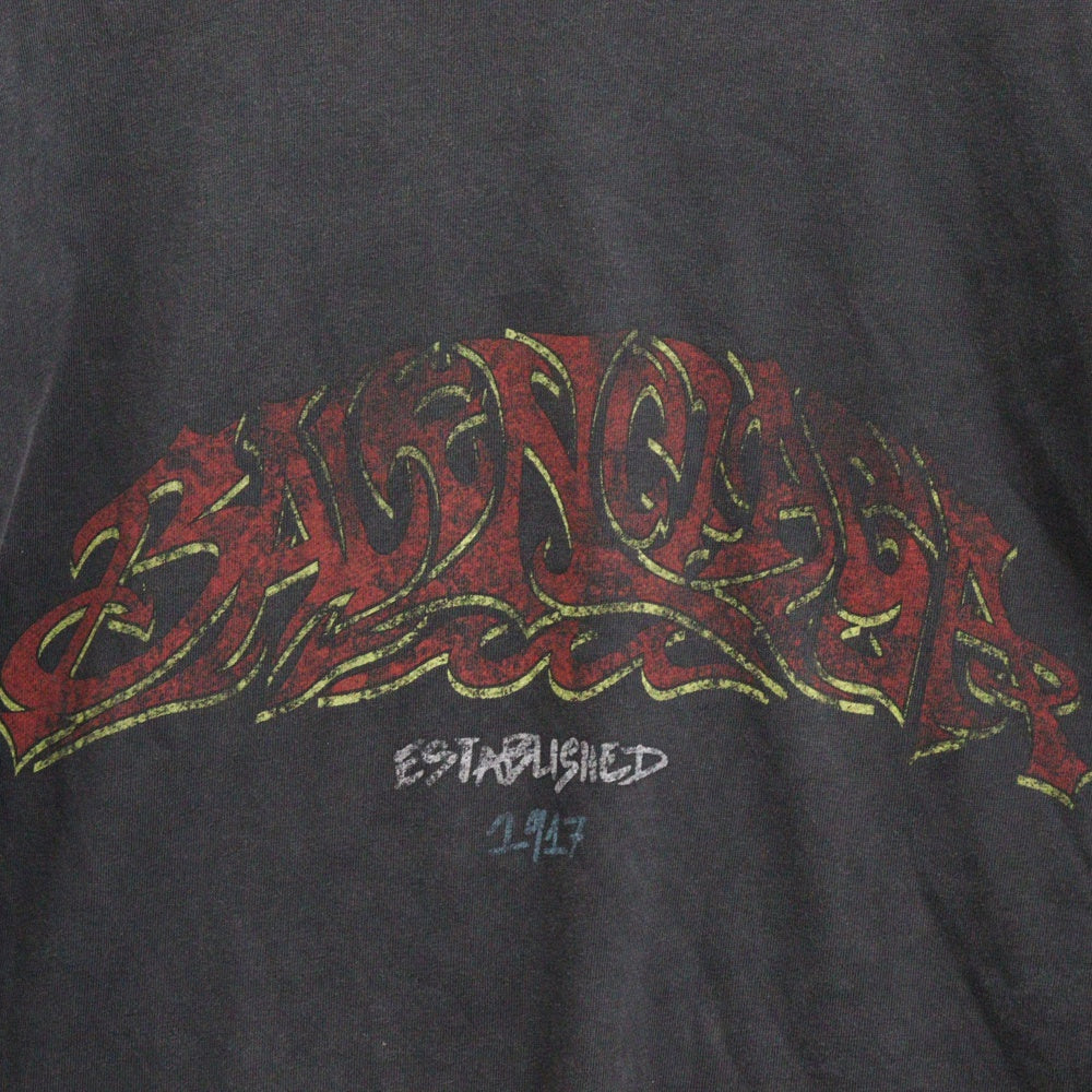 BALENCIAGA(バレンシアガ) フロントプリント ヴィンテージ加工オーバーサイズTシャツ 764235 TPVM8