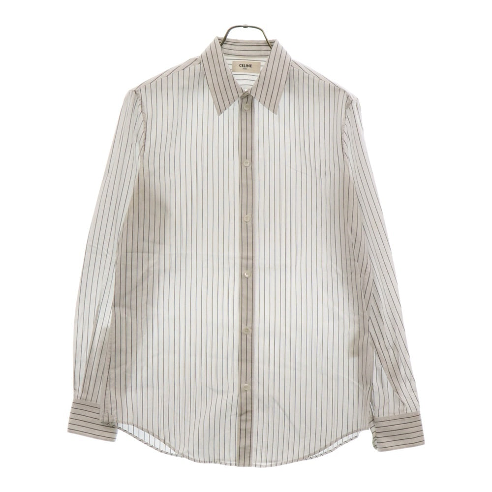 CELINE(セリーヌ) ストライプコットン長袖シャツ ホワイト 2C028023F